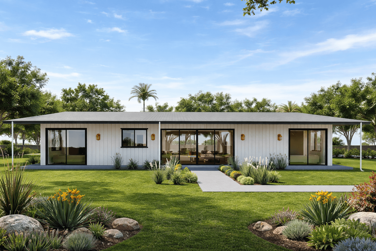 Hawaii luxury farmhouse exterior angled view on the Big Island